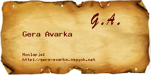 Gera Avarka névjegykártya